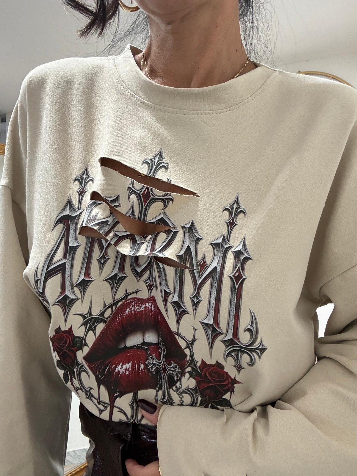 Shirt amormi labbra tagli 99178