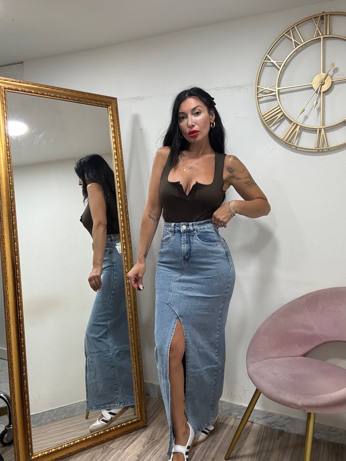 Gonna longuette denim 721