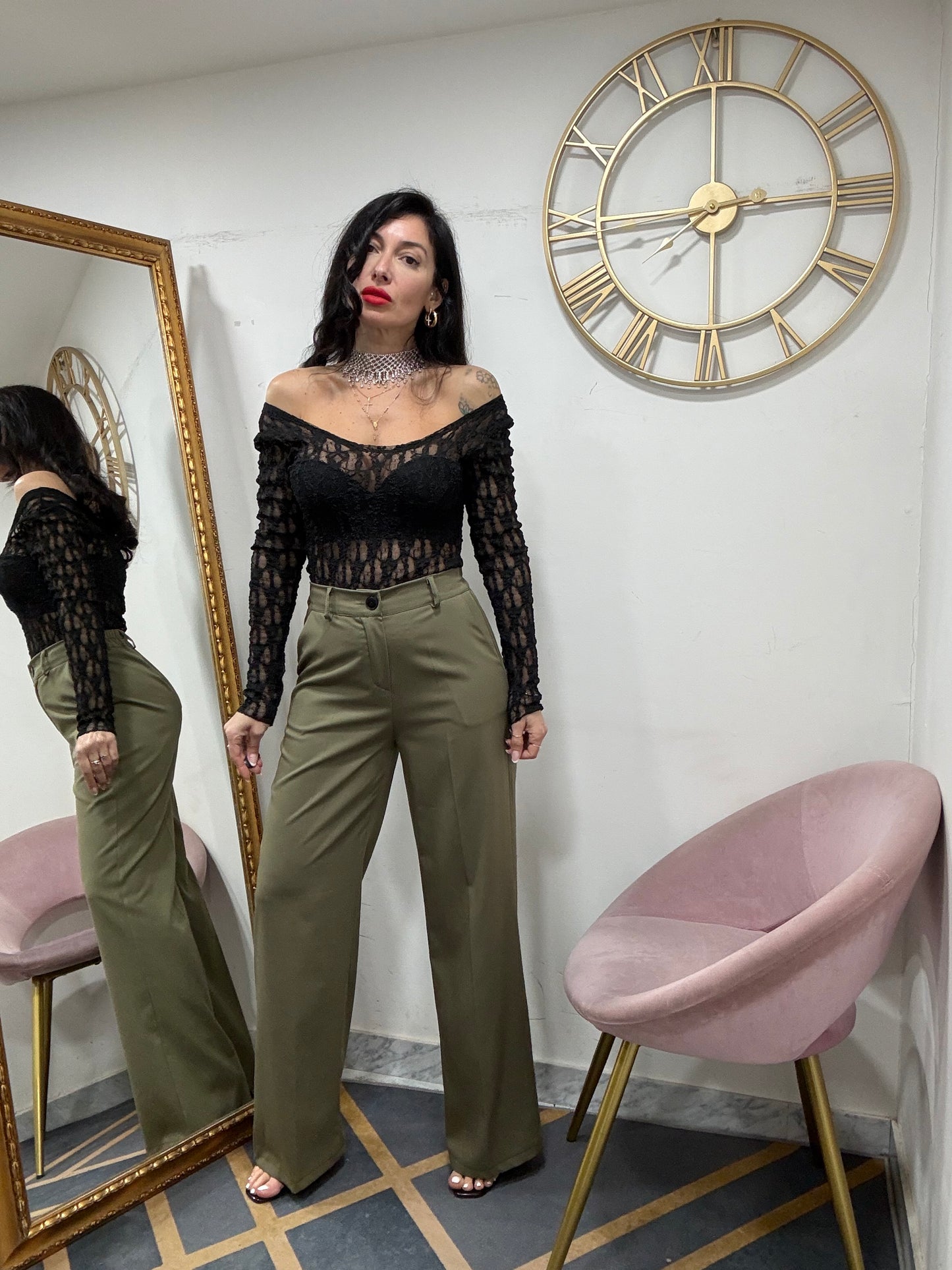 Tailleur collo punta e cinta 612