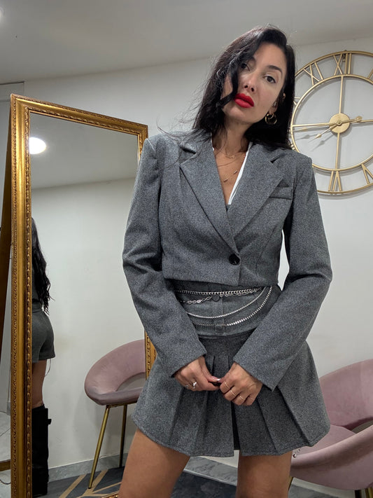 Giacca crop spina di pesce