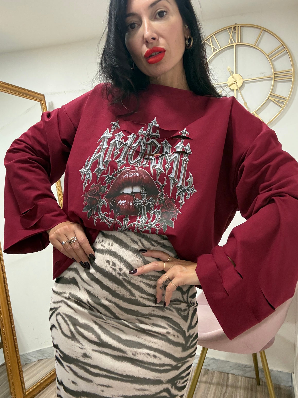 Shirt amormi labbra tagli 99178
