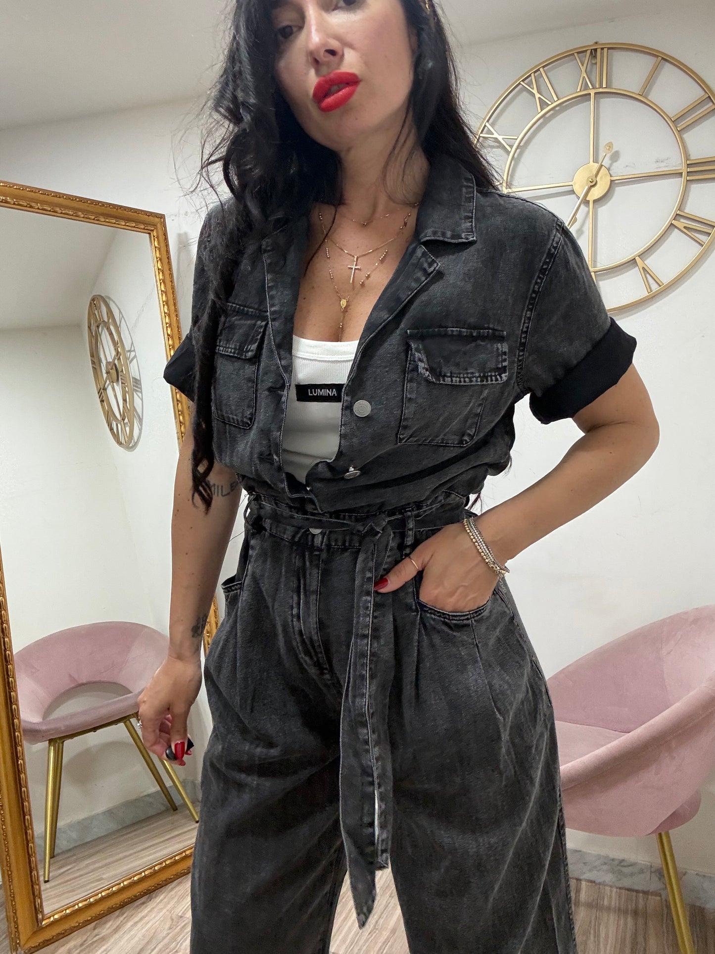 Jumpsuit Denim 1/2 manica 10651