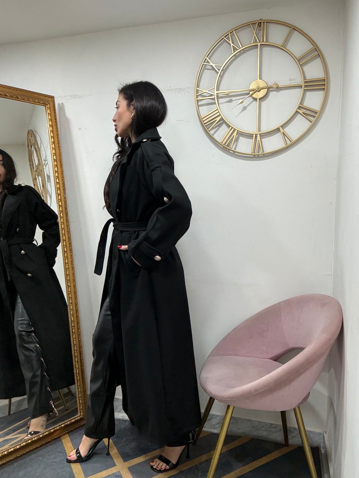 Trench panno doppio petto lungo