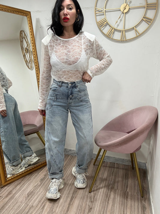 Jeans balloon doppia abbottonatura denim 6053