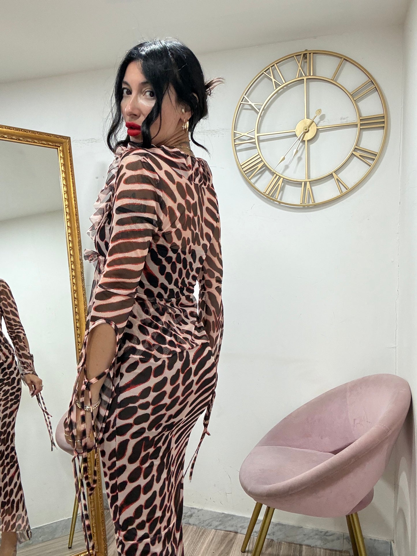 Coordinato gonna velo animalier 18893