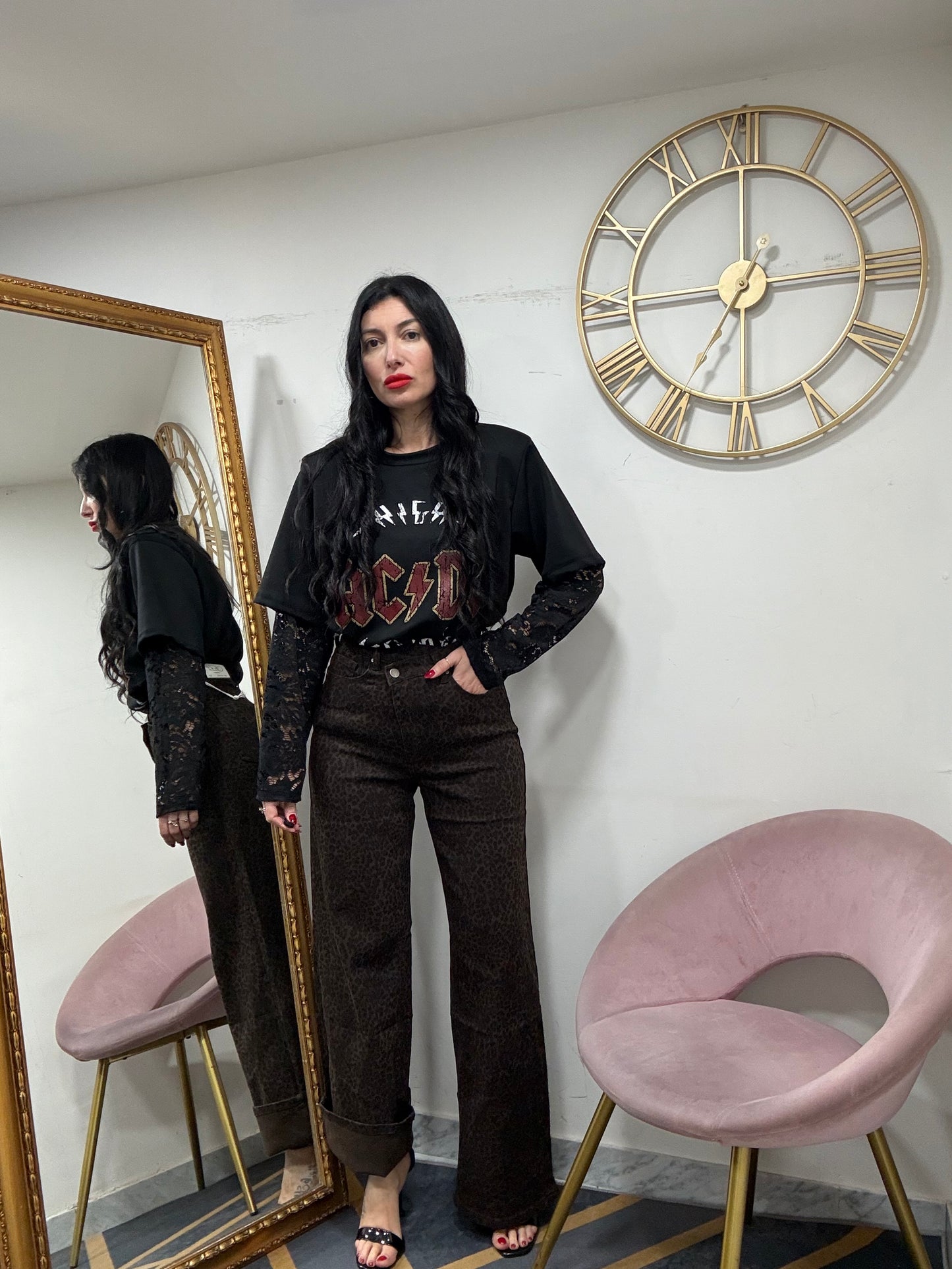 Jeans leopardato abbott assimmetrica 5214