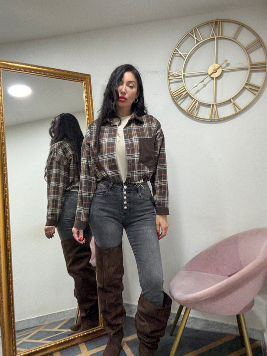 Camicia collo velluto 683