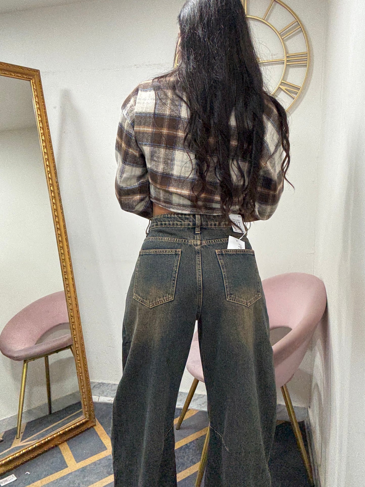 Jeans ballon sfrangiato sabbiato marrone 265