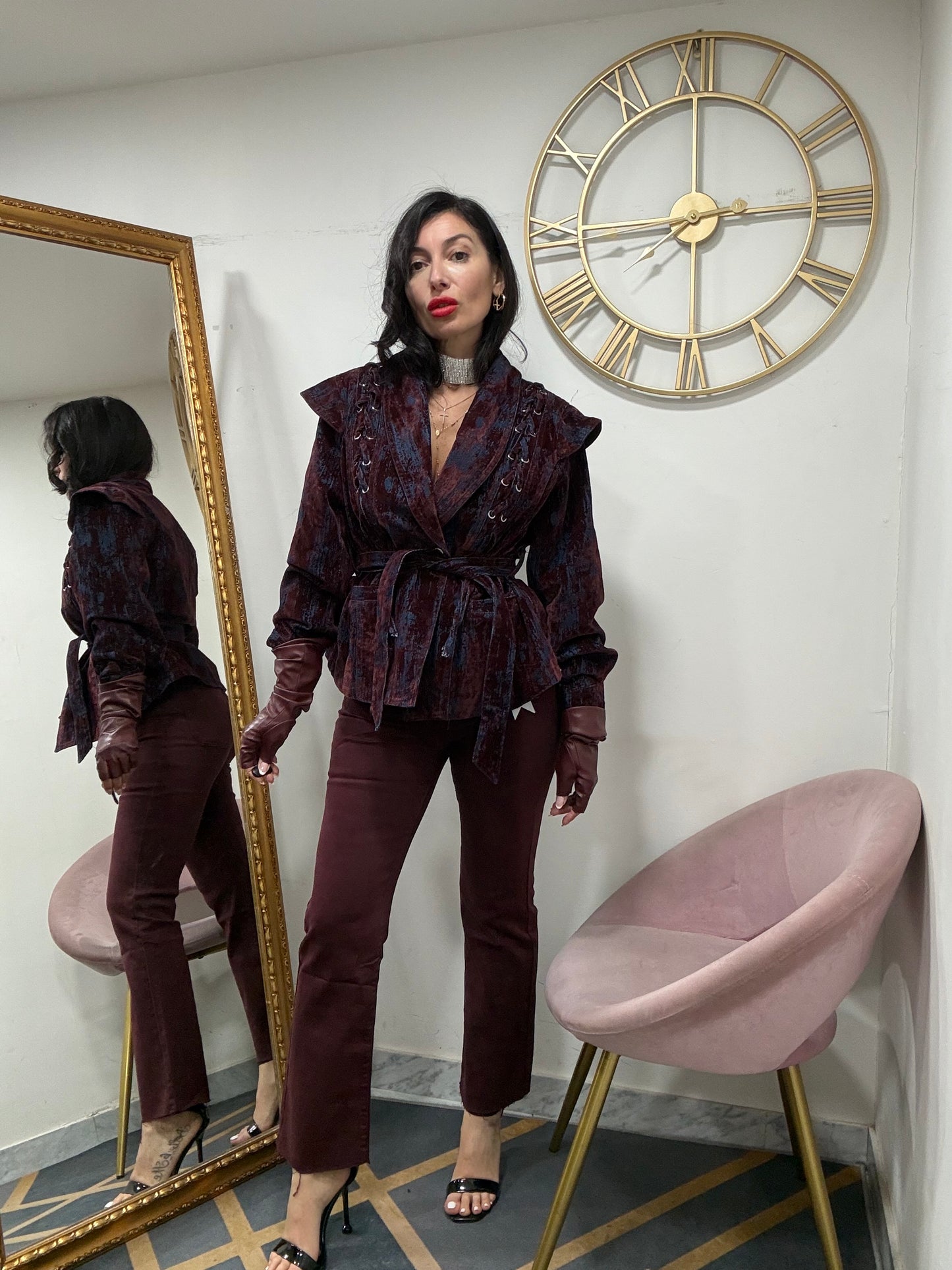Jeans flared bordeaux taschini 9x3#