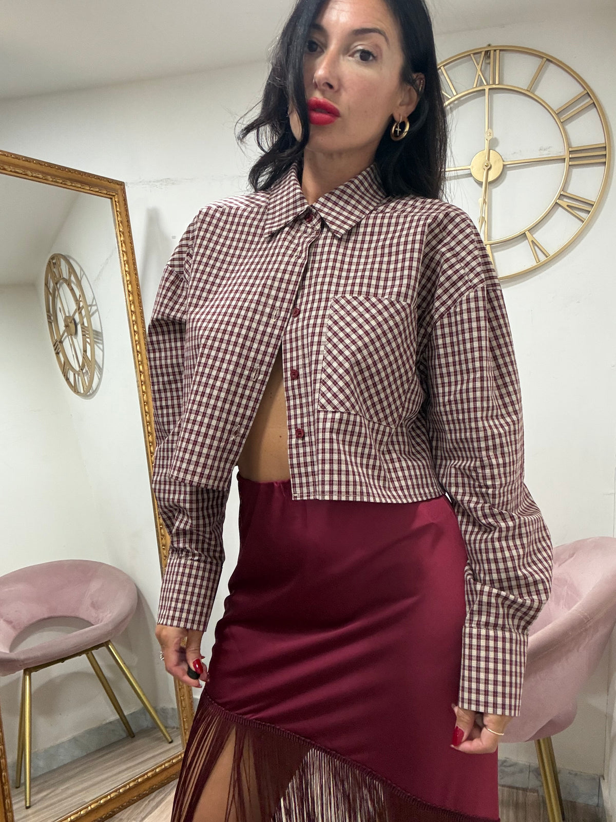 Camicia crop quadretti just west 1999