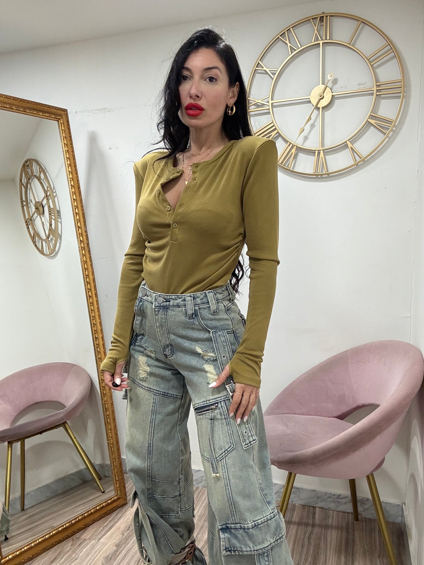 Jeans cargo doppia zip  6657