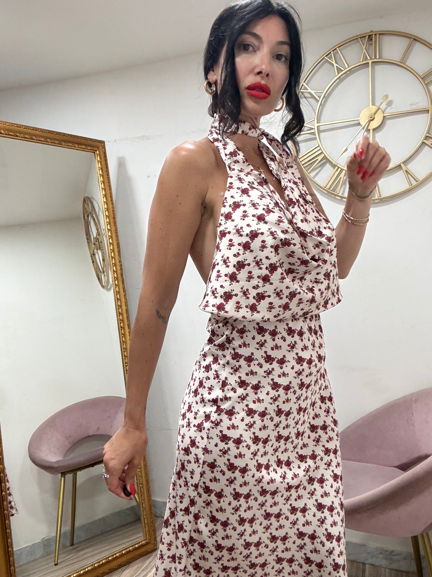 Coordinato fiori  crop scollo morbido 141941