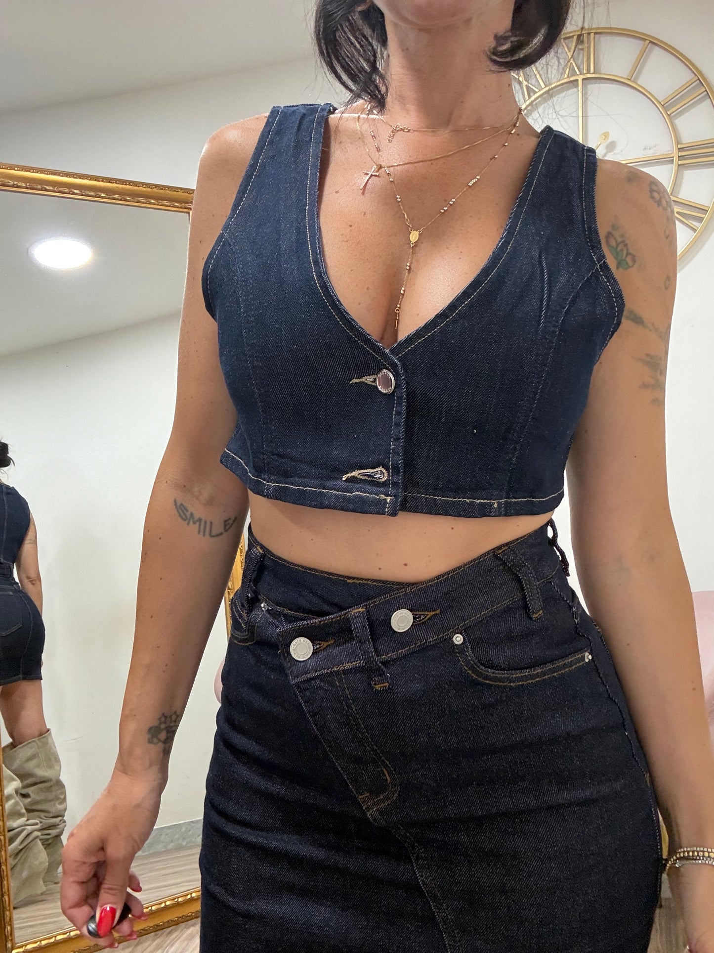 Gilè denim crop 329