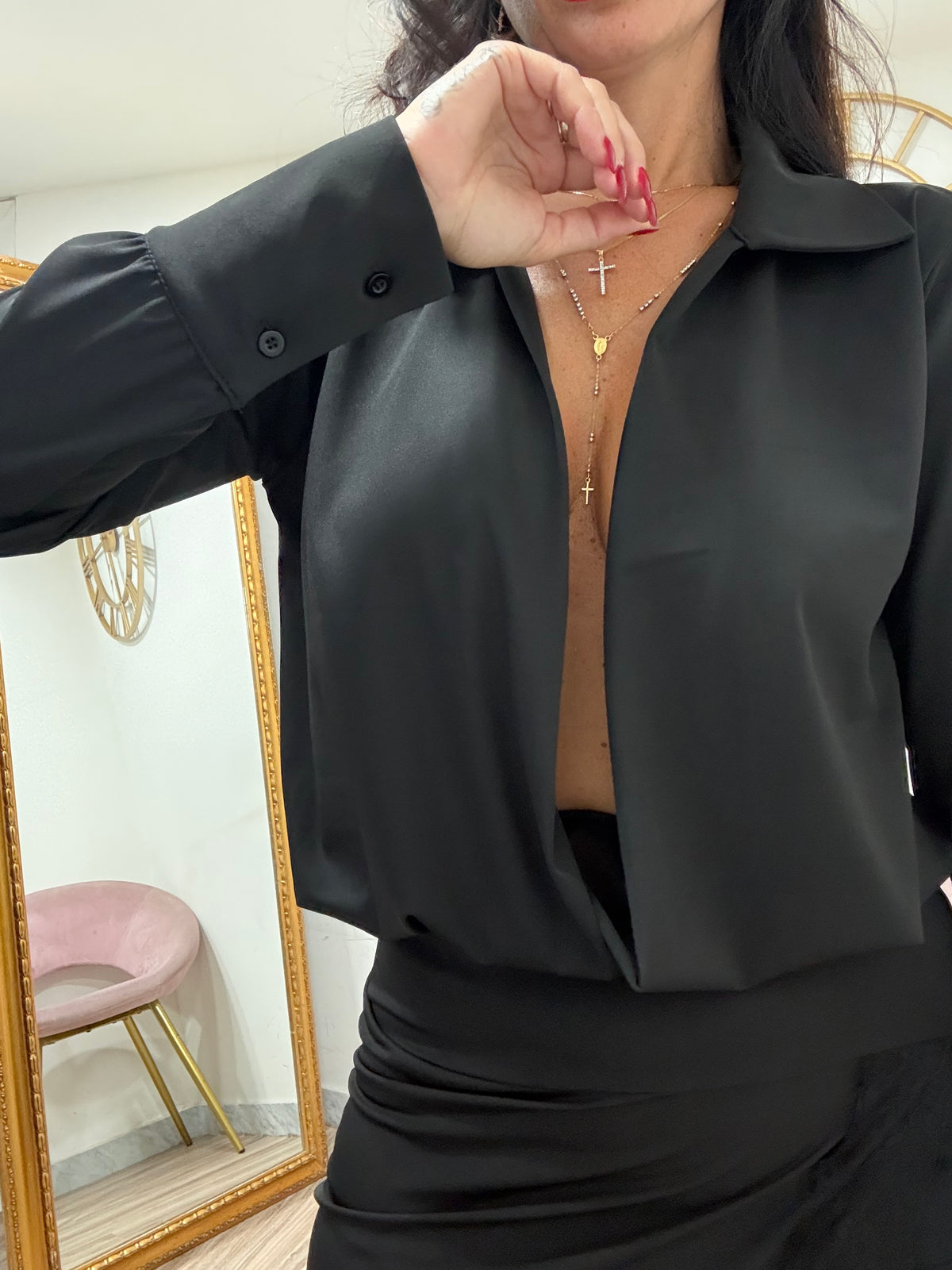 Dress camicia spacco pizzo  22852