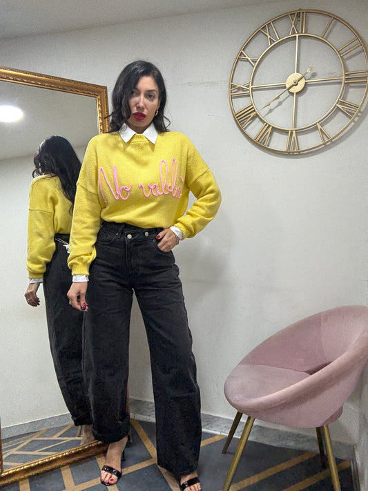 Jeans abbottonatura asimmetrica ballon nero 147