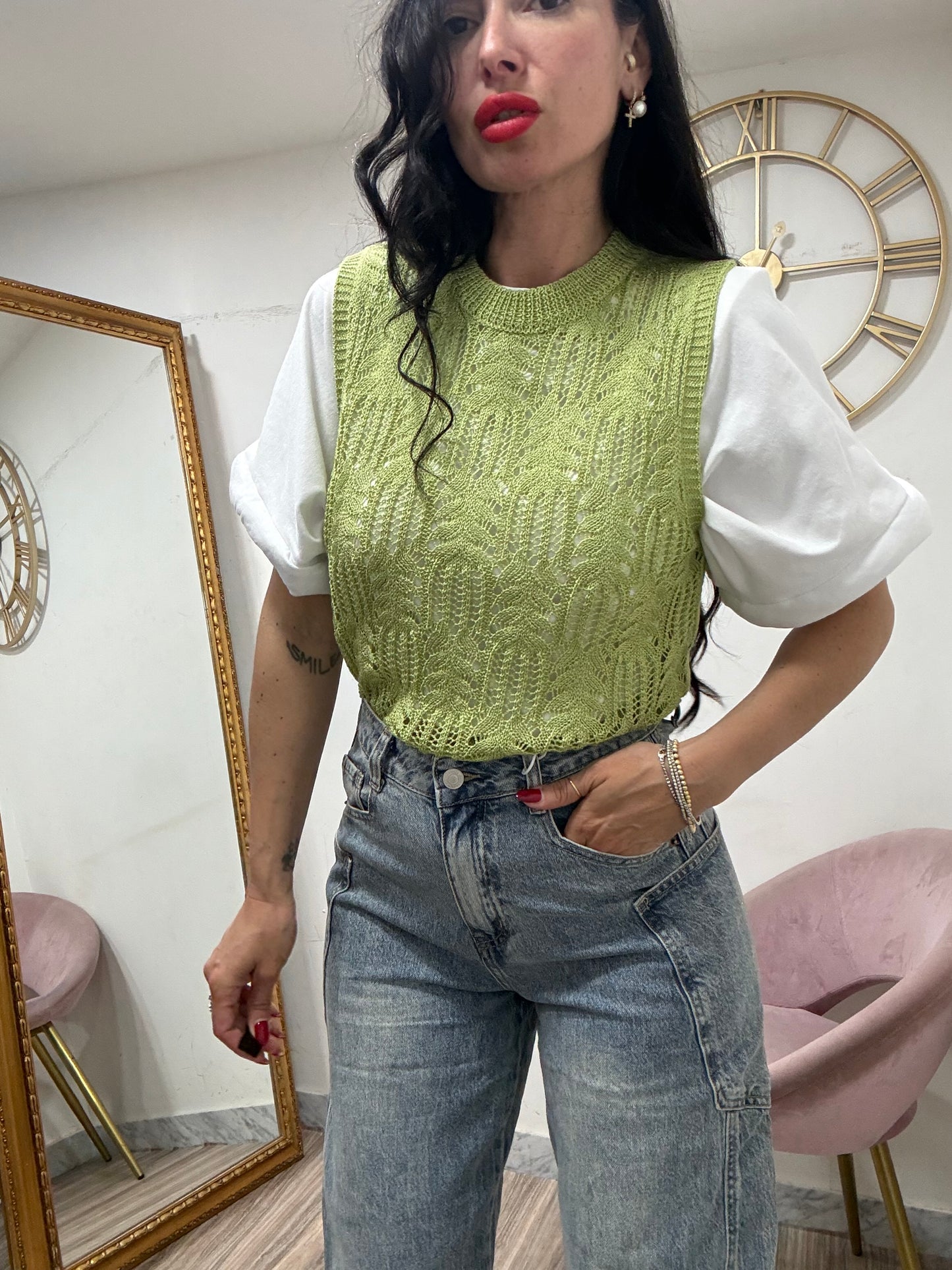 Shirt crop giro imbottito 5649