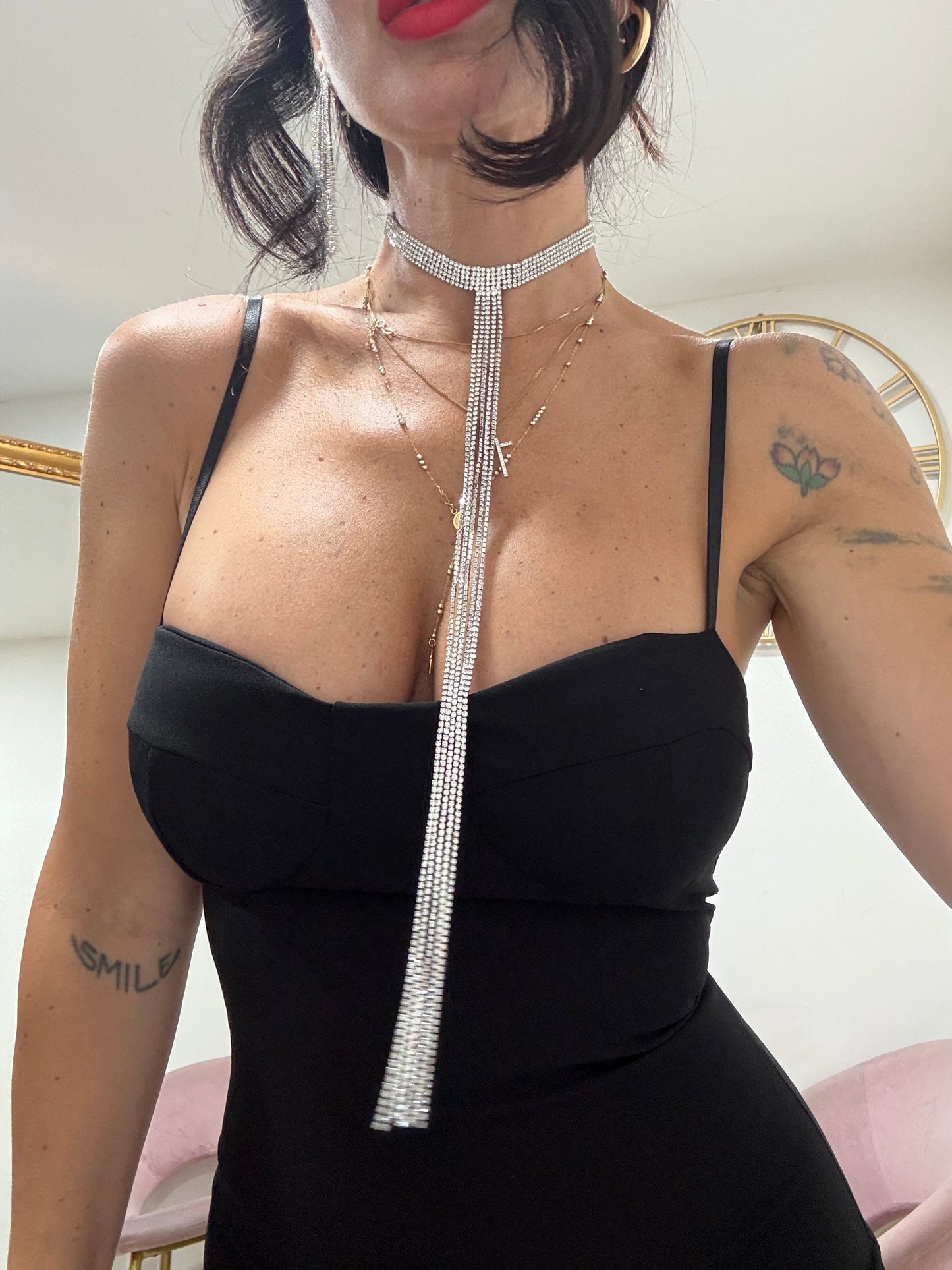 Collana pendente strass