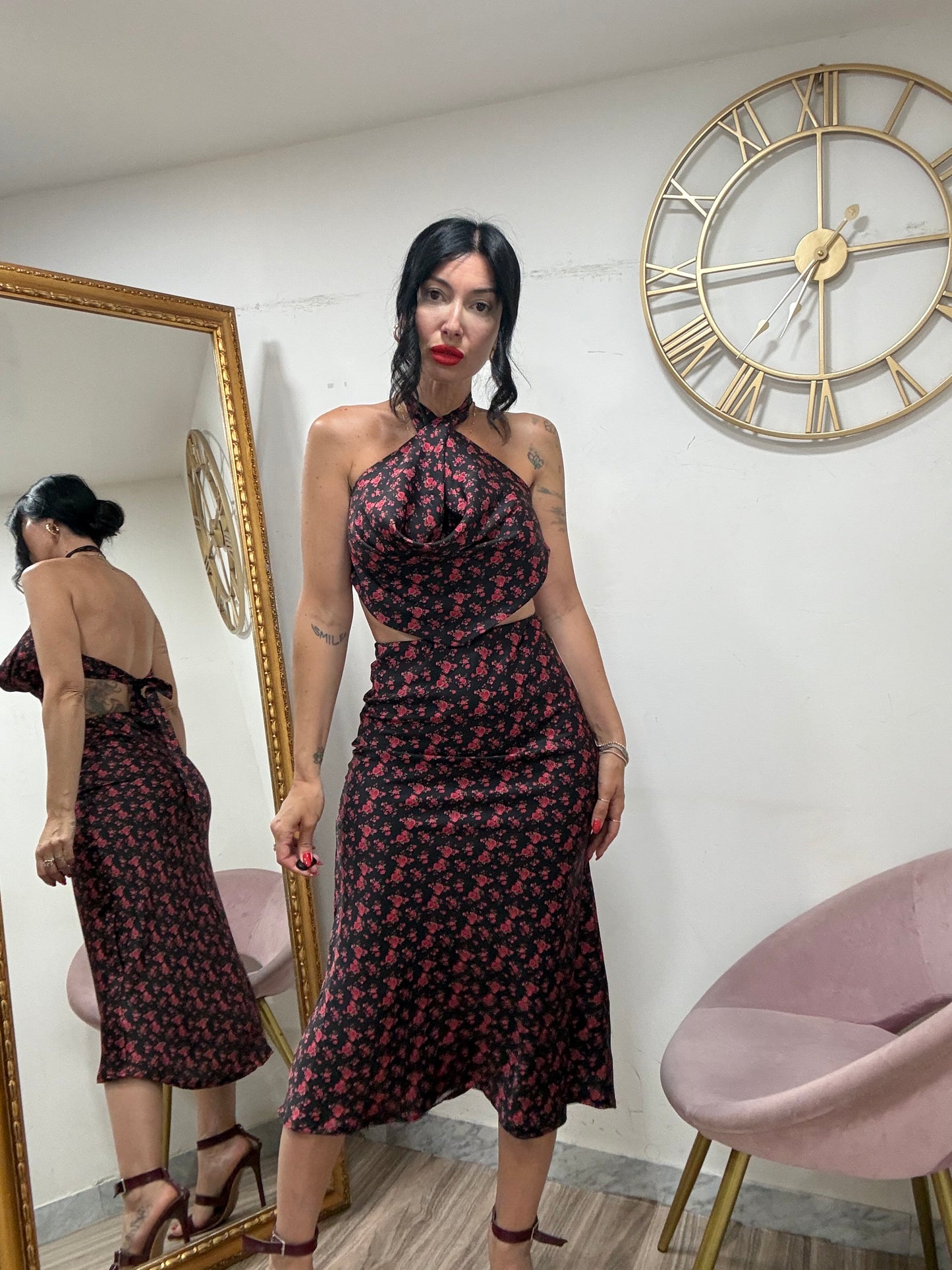 Coordinato fiori  crop scollo morbido 141941