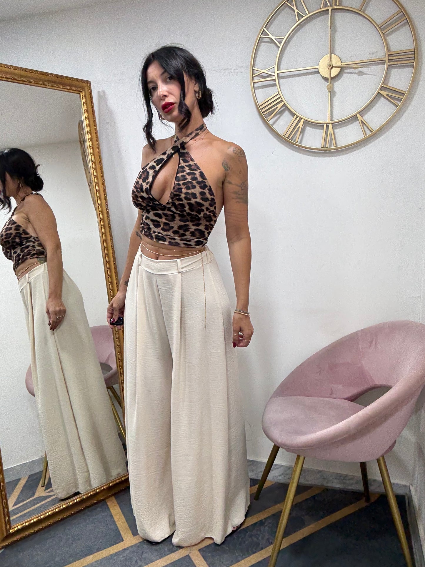 Pantalone palazzo cinta 828