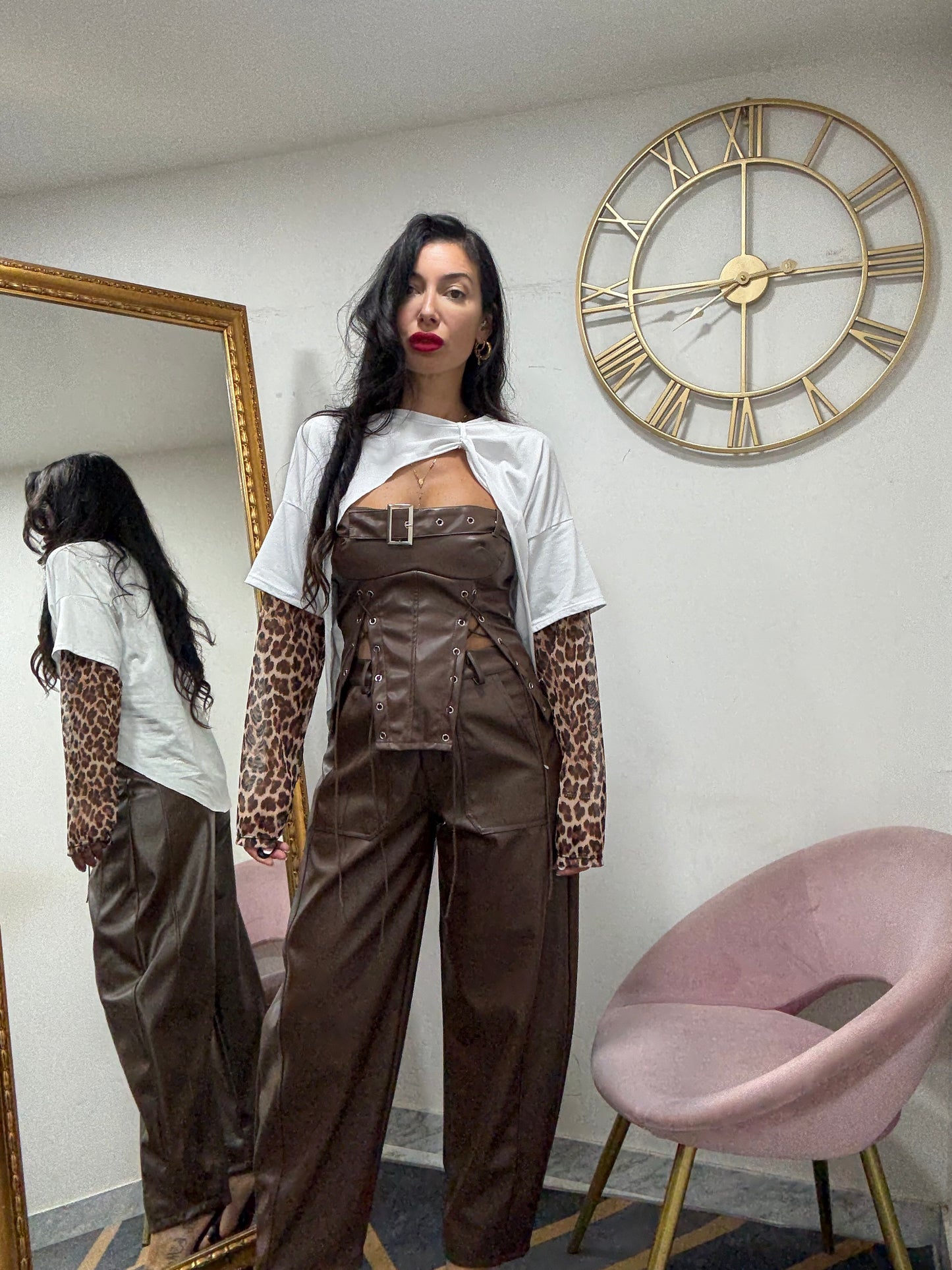 Shirt manica leopardata