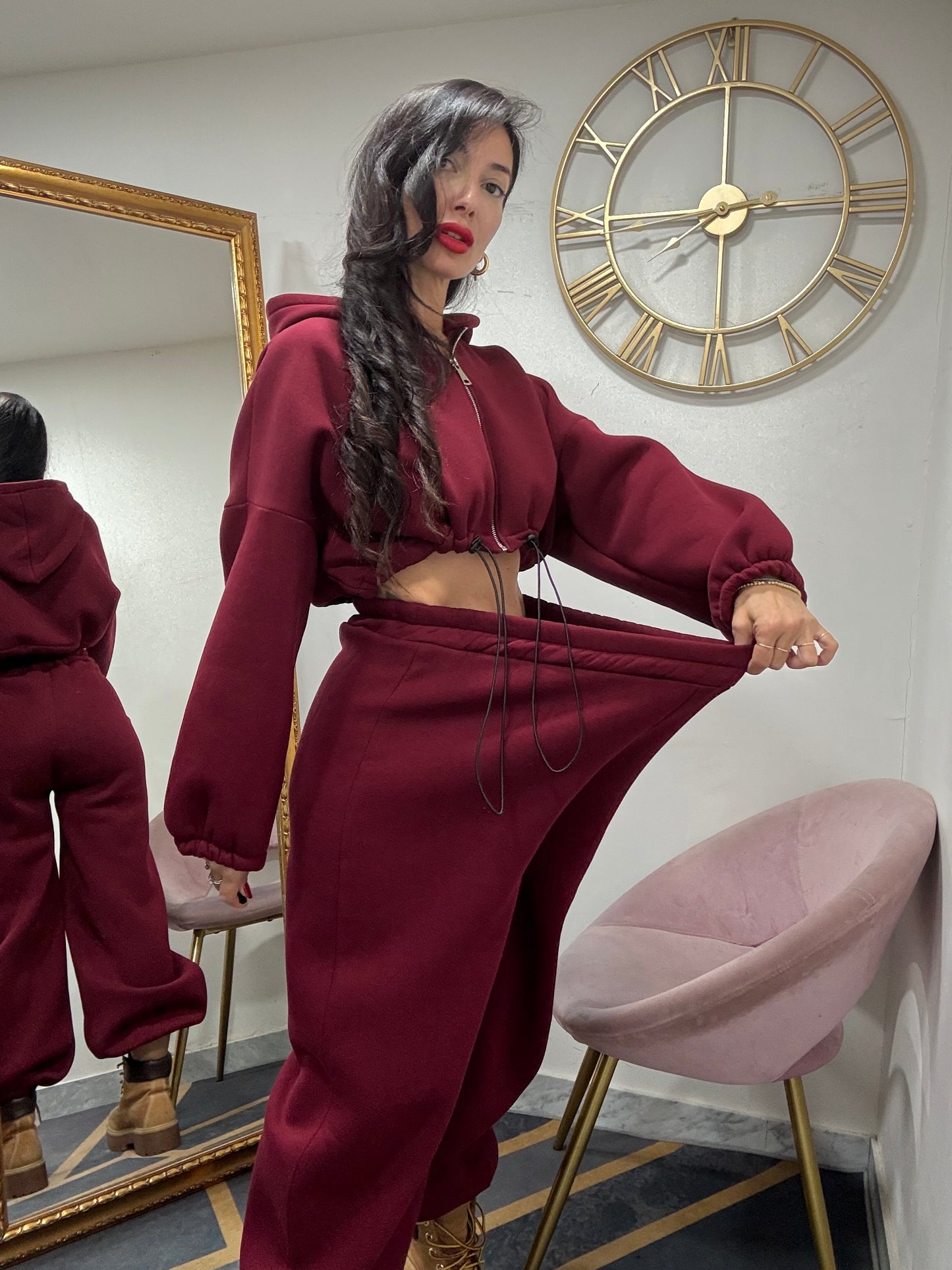 Coord felpa crop coulisse 051