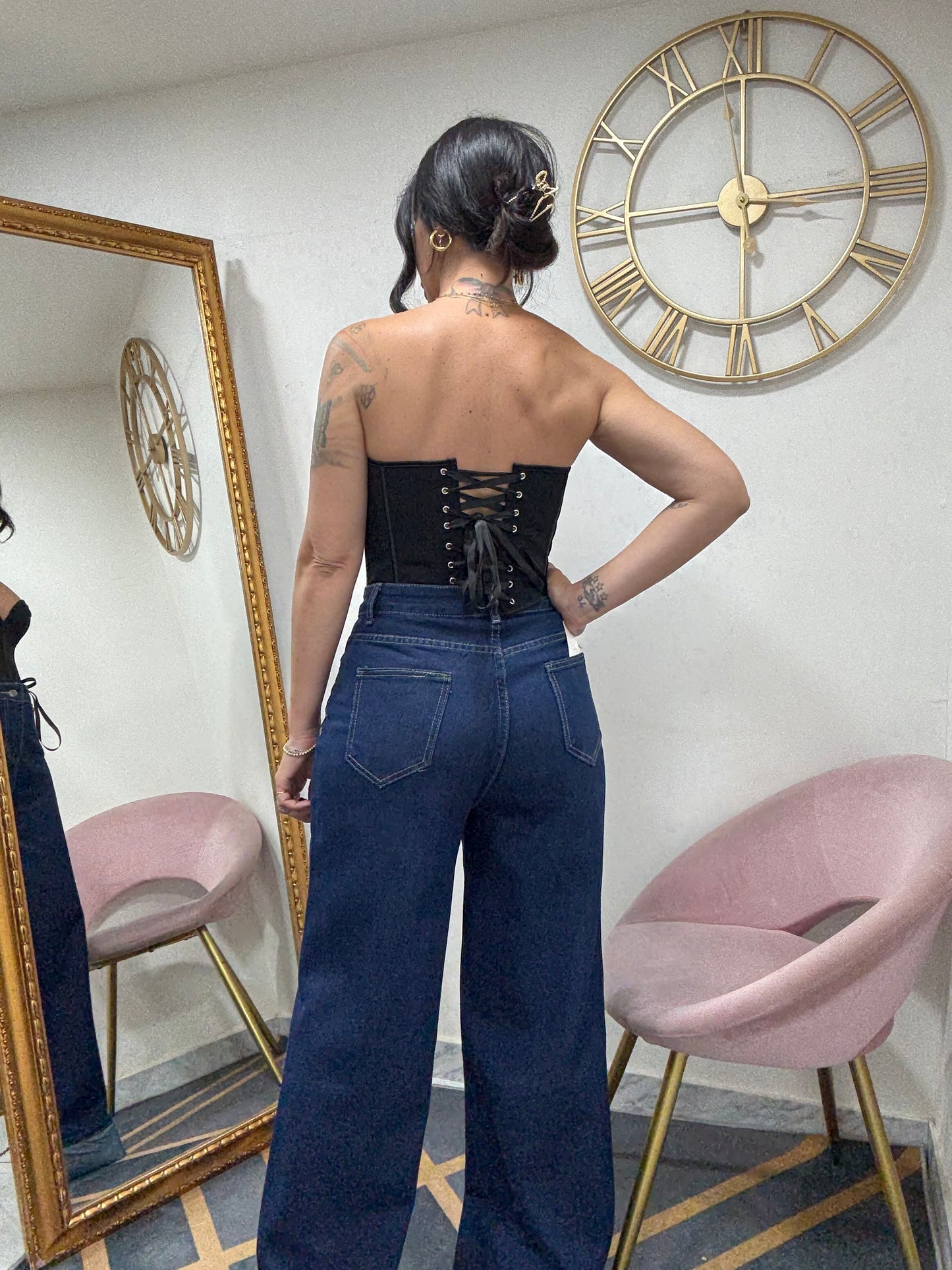 Jeans palazzo piegone 968