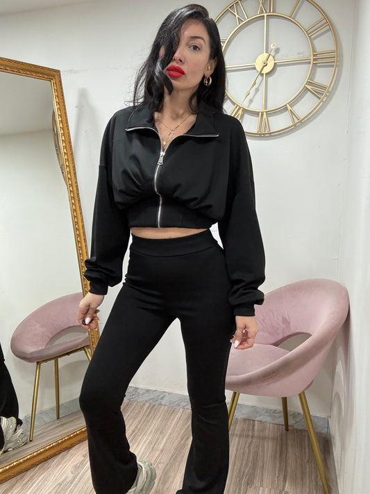 Coordinato tuta felpa zip mezzo collo 38308