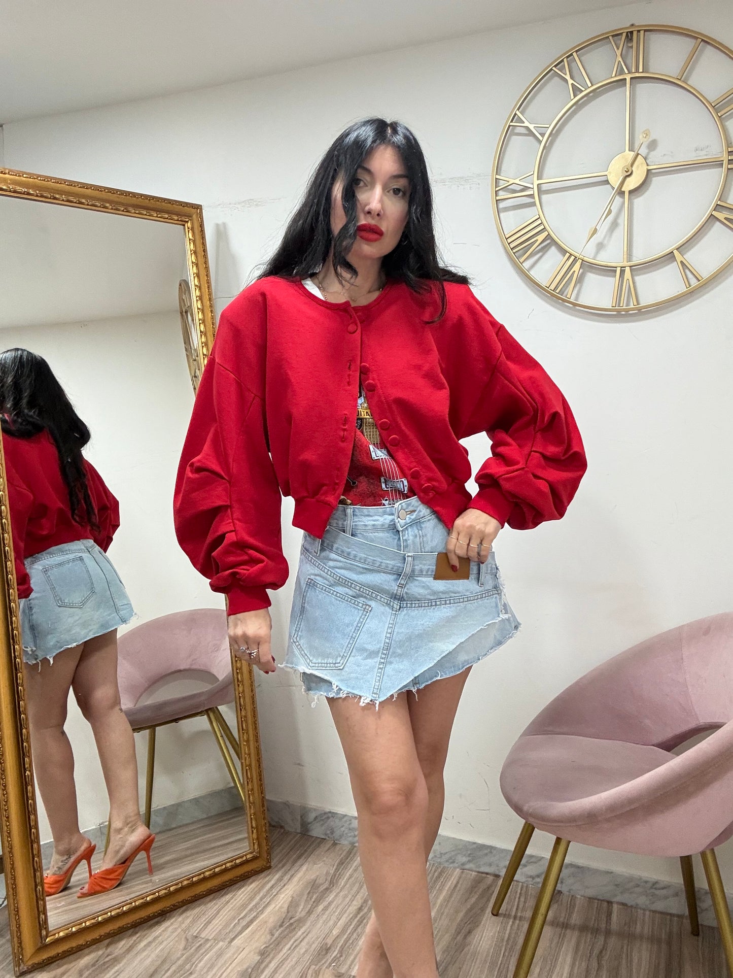 Felpa crop bottoncini 9988