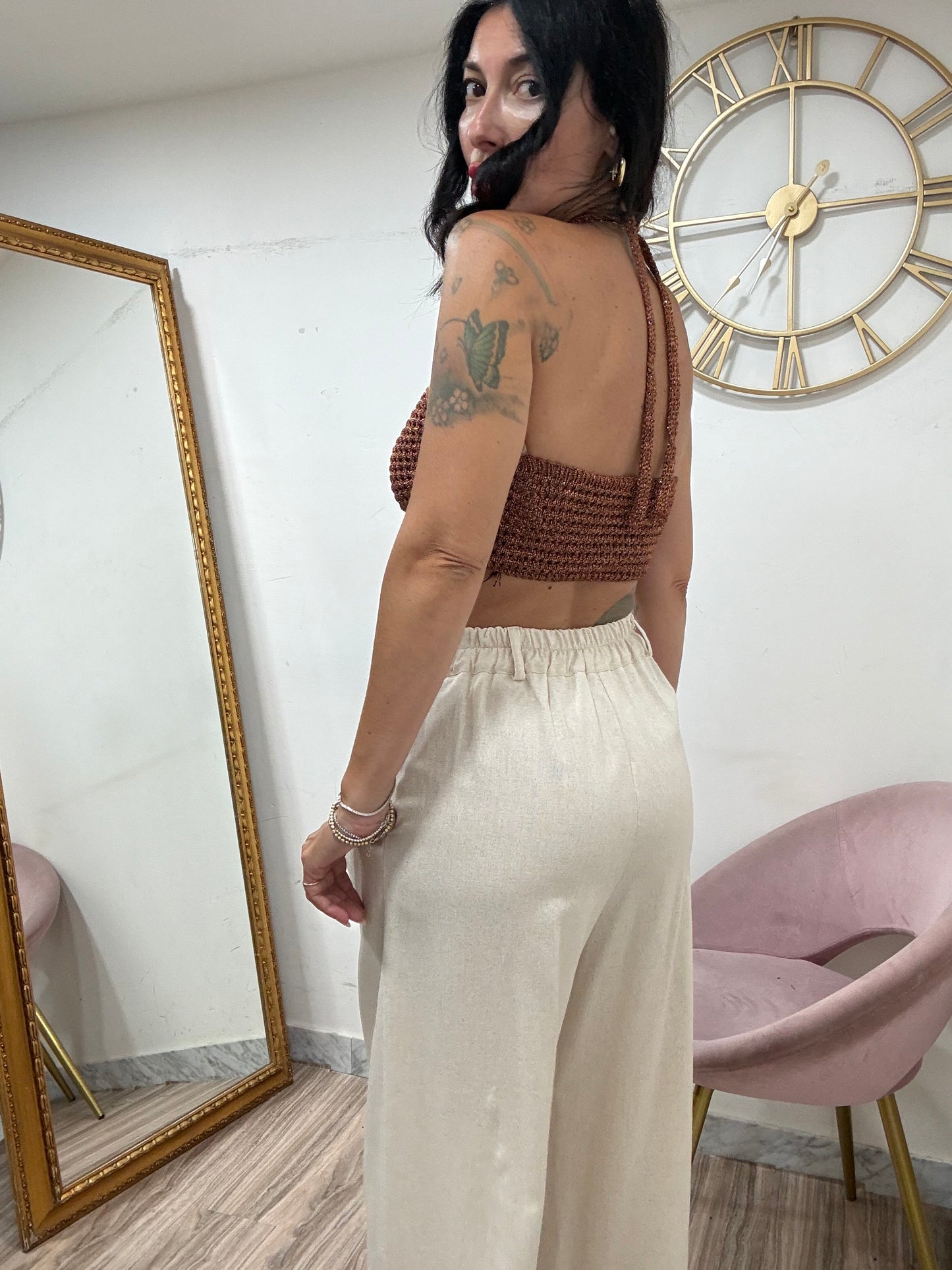 Pantalone palazzo lino 5845