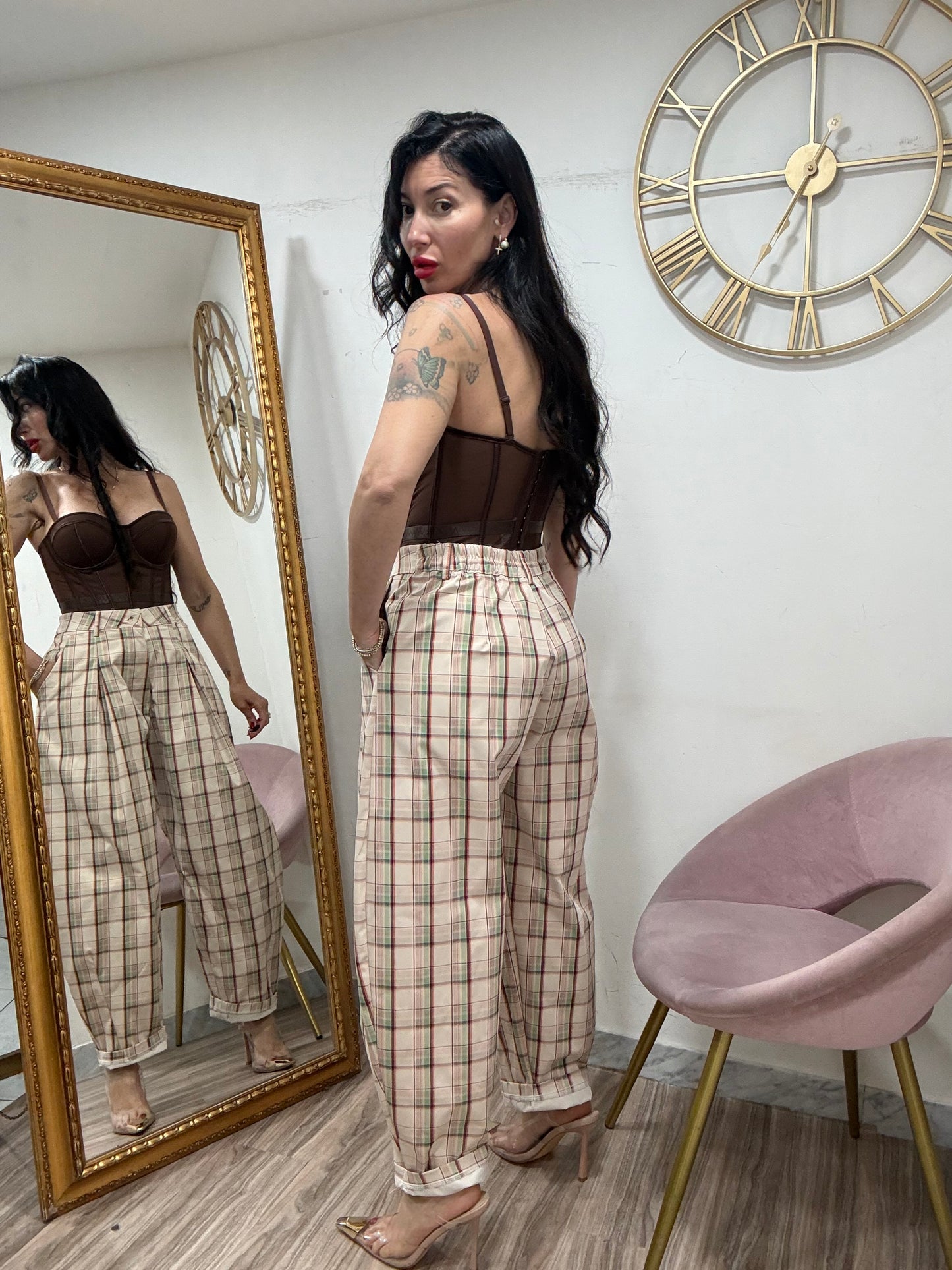 Pantalone balloon quadri Just west 1264010