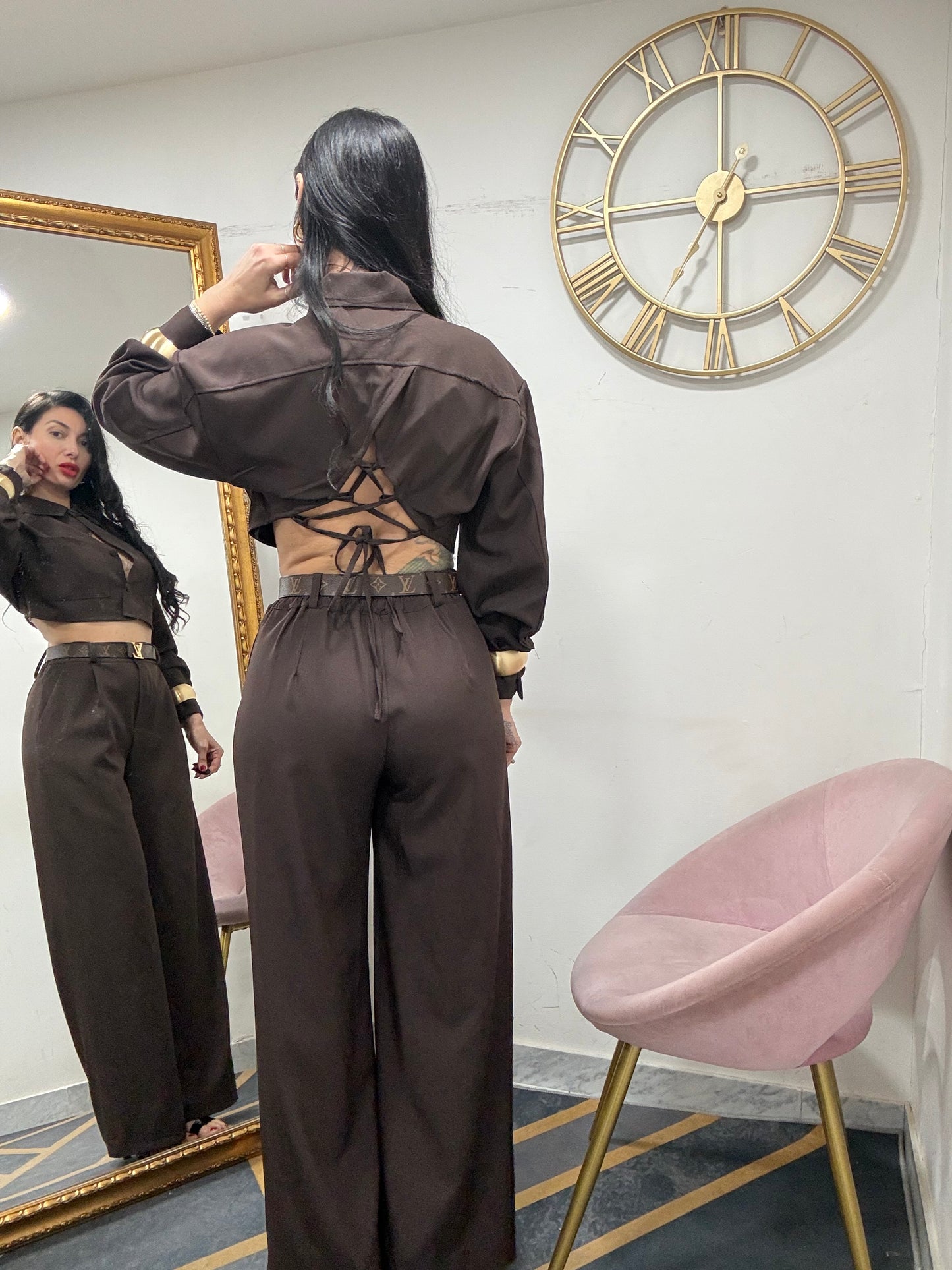 Tailleur camicia crop intreccio retro 9268