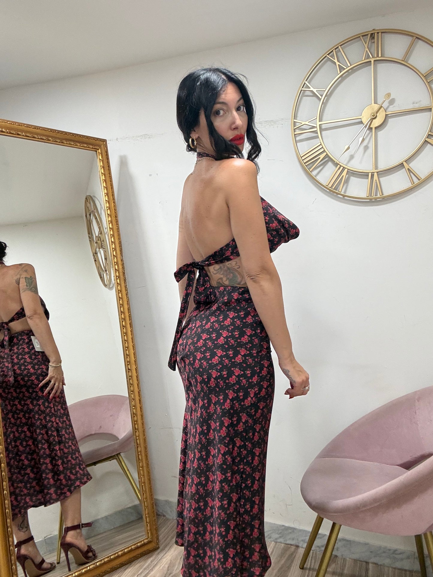 Coordinato fiori  crop scollo morbido 141941