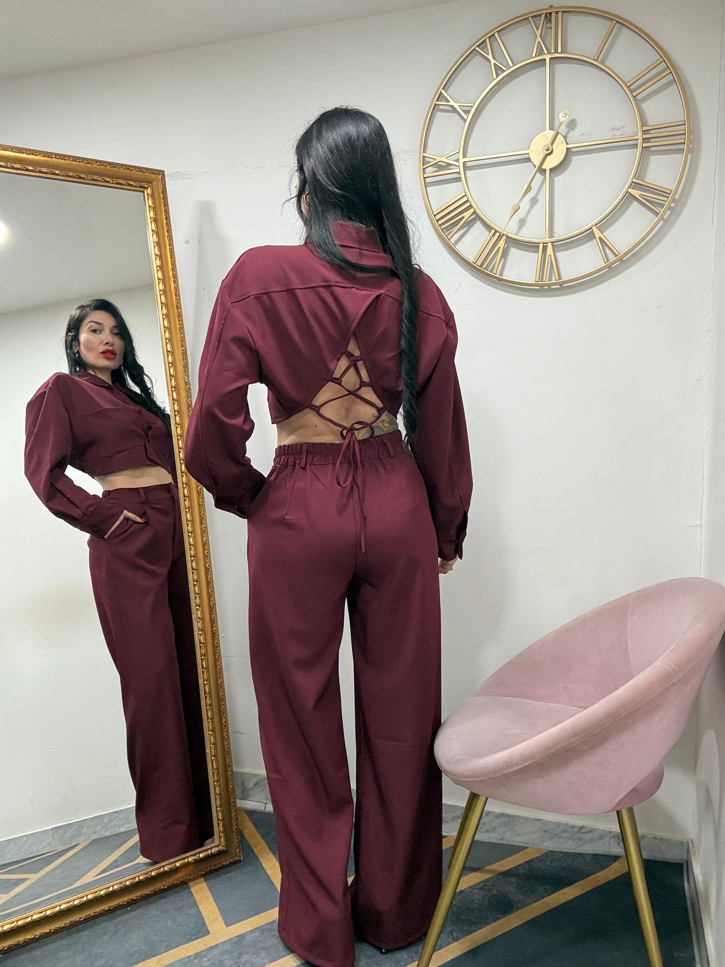 Tailleur camicia crop intreccio retro 9268