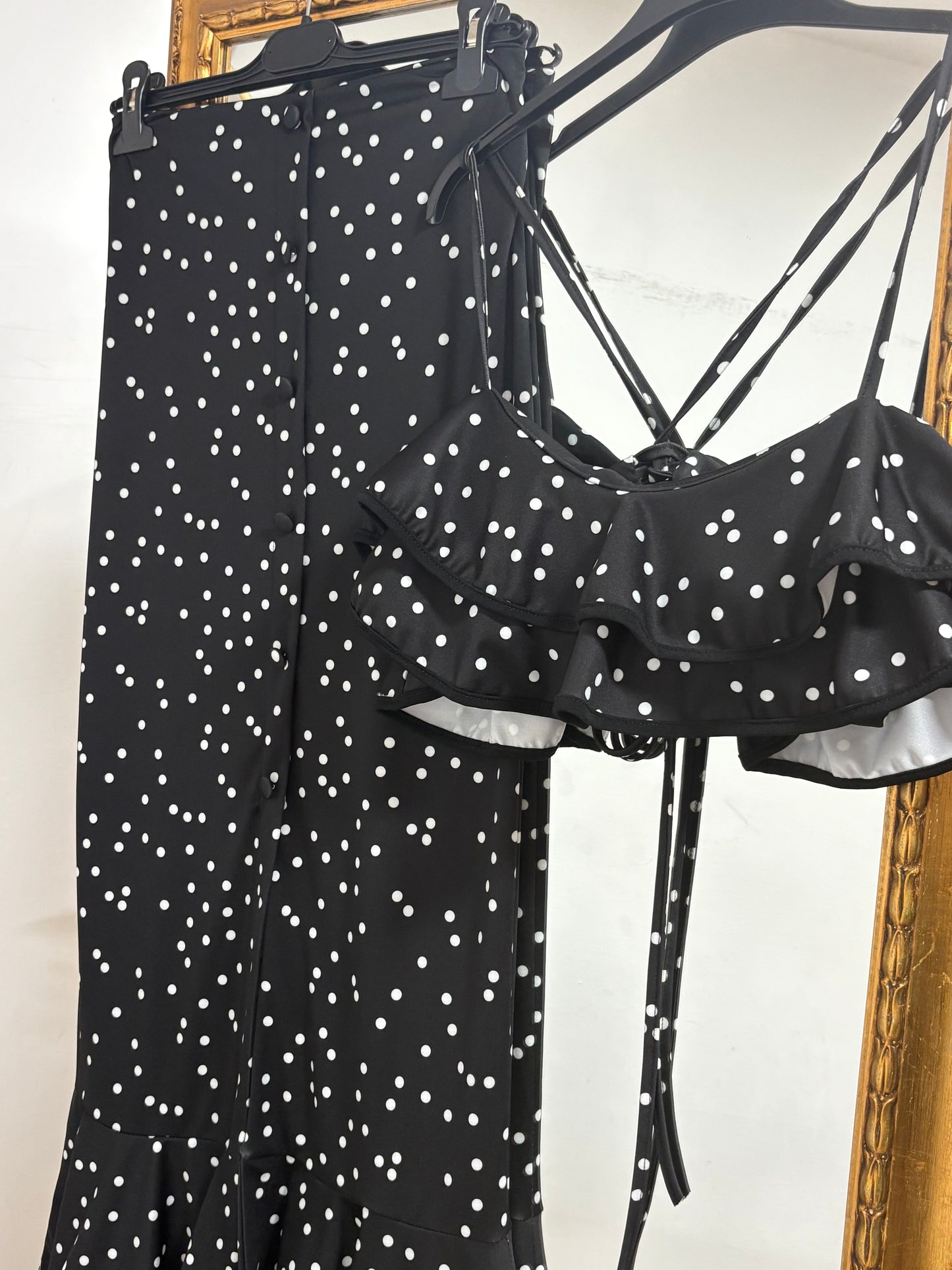 Coordinato top  balza e gonna bottoni 12194