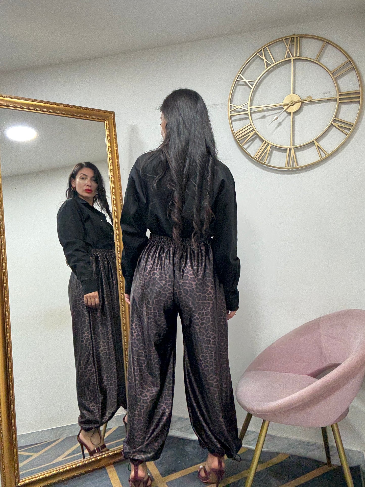 Pantalone seta aladino leopardato 83-1