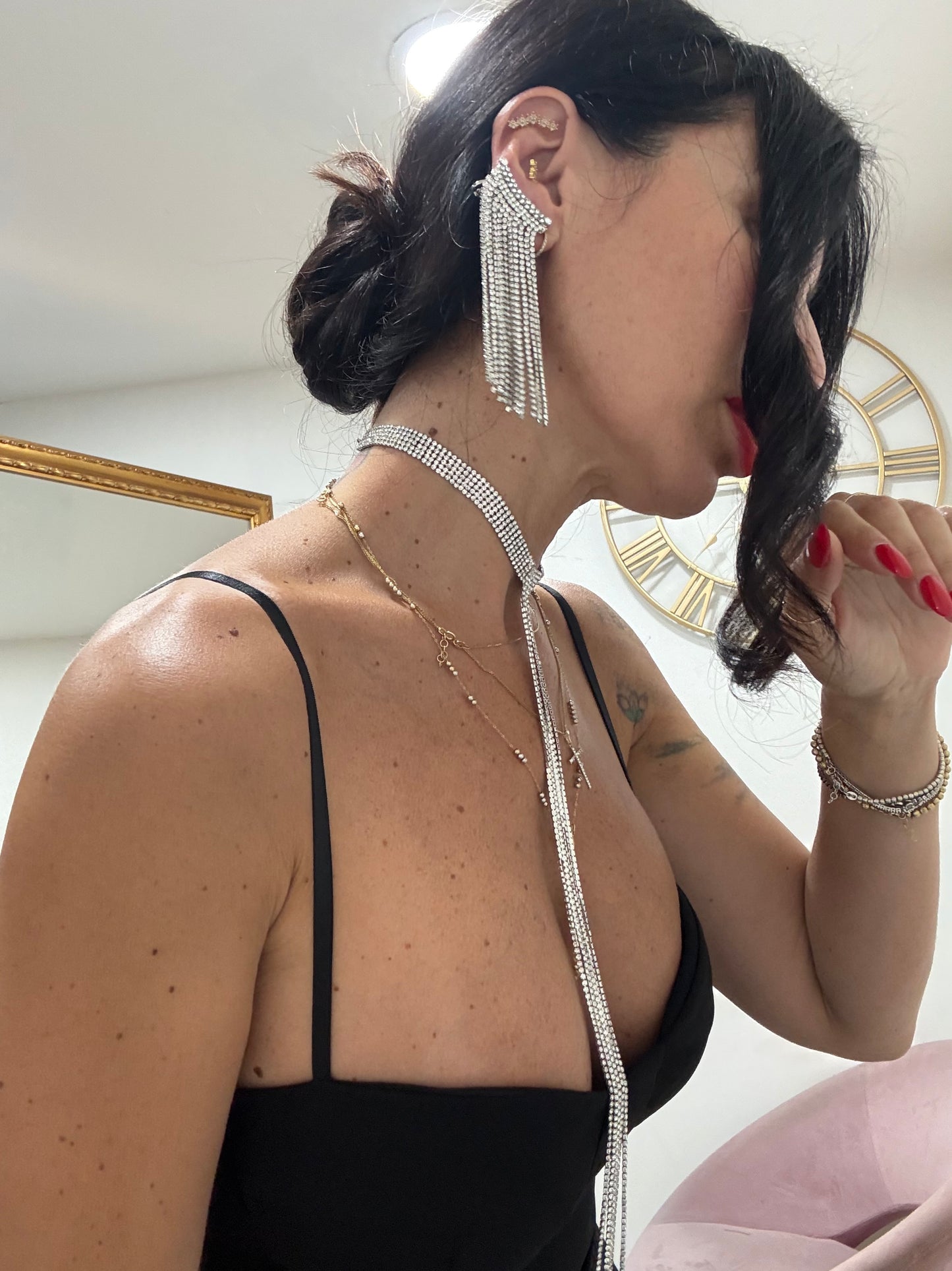 Collana pendente strass