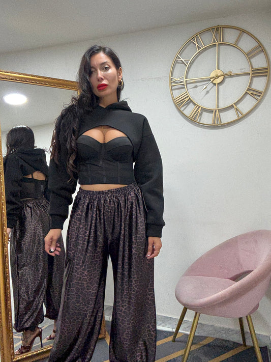 Pantalone seta aladino leopardato 83-1