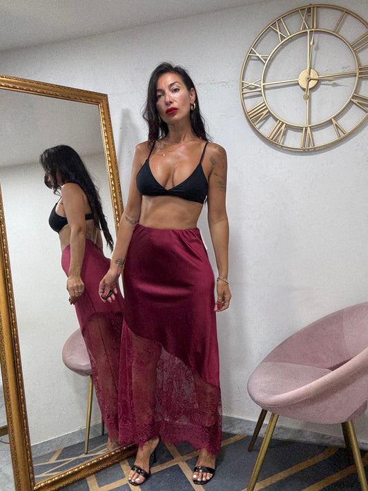 Gonna satin merletto 250