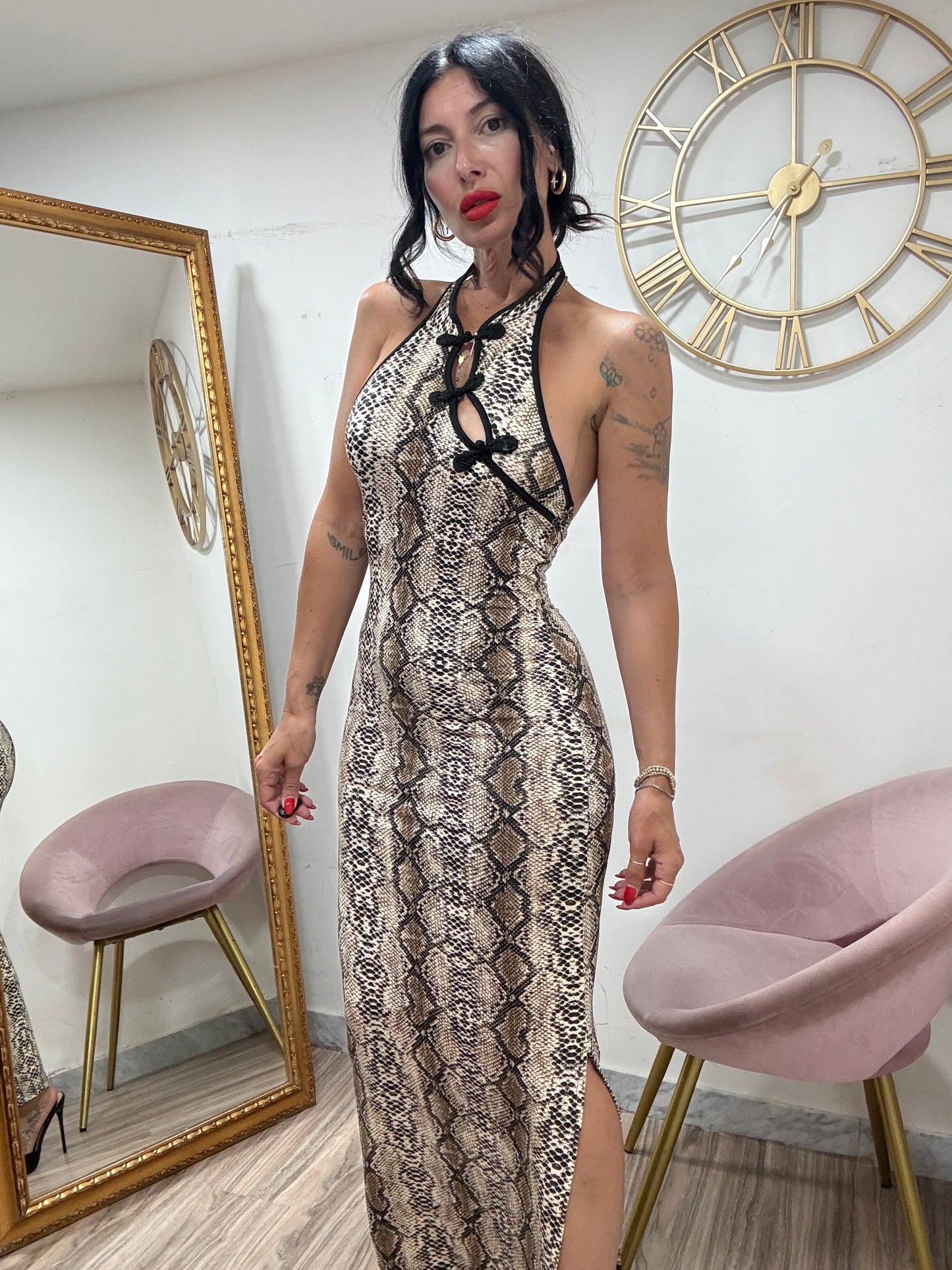 Dress pitonato mod  alamari 3656