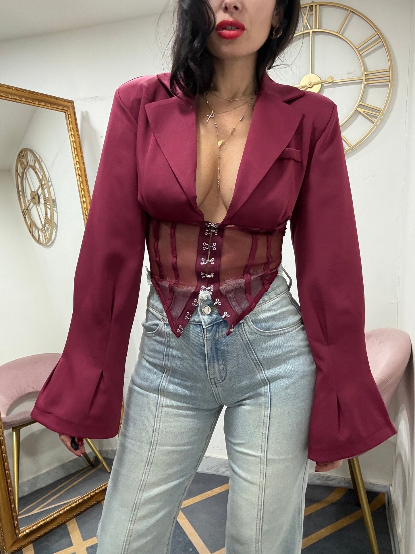 Giacca crop bustier velo 047