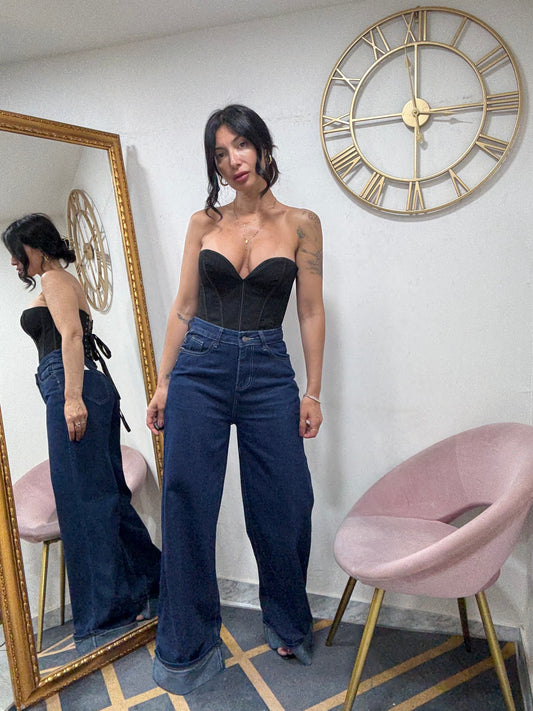 Jeans palazzo piegone 968