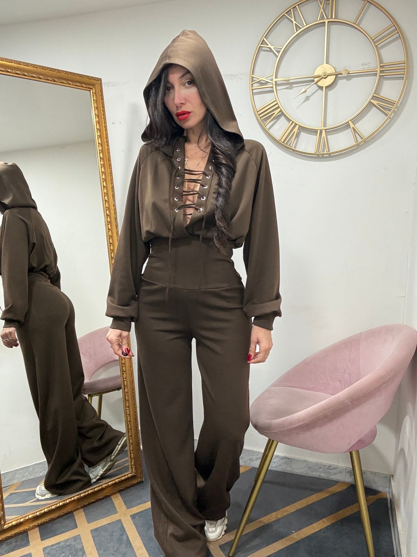 Jumpsuit sport cappuccio intreccio 16117