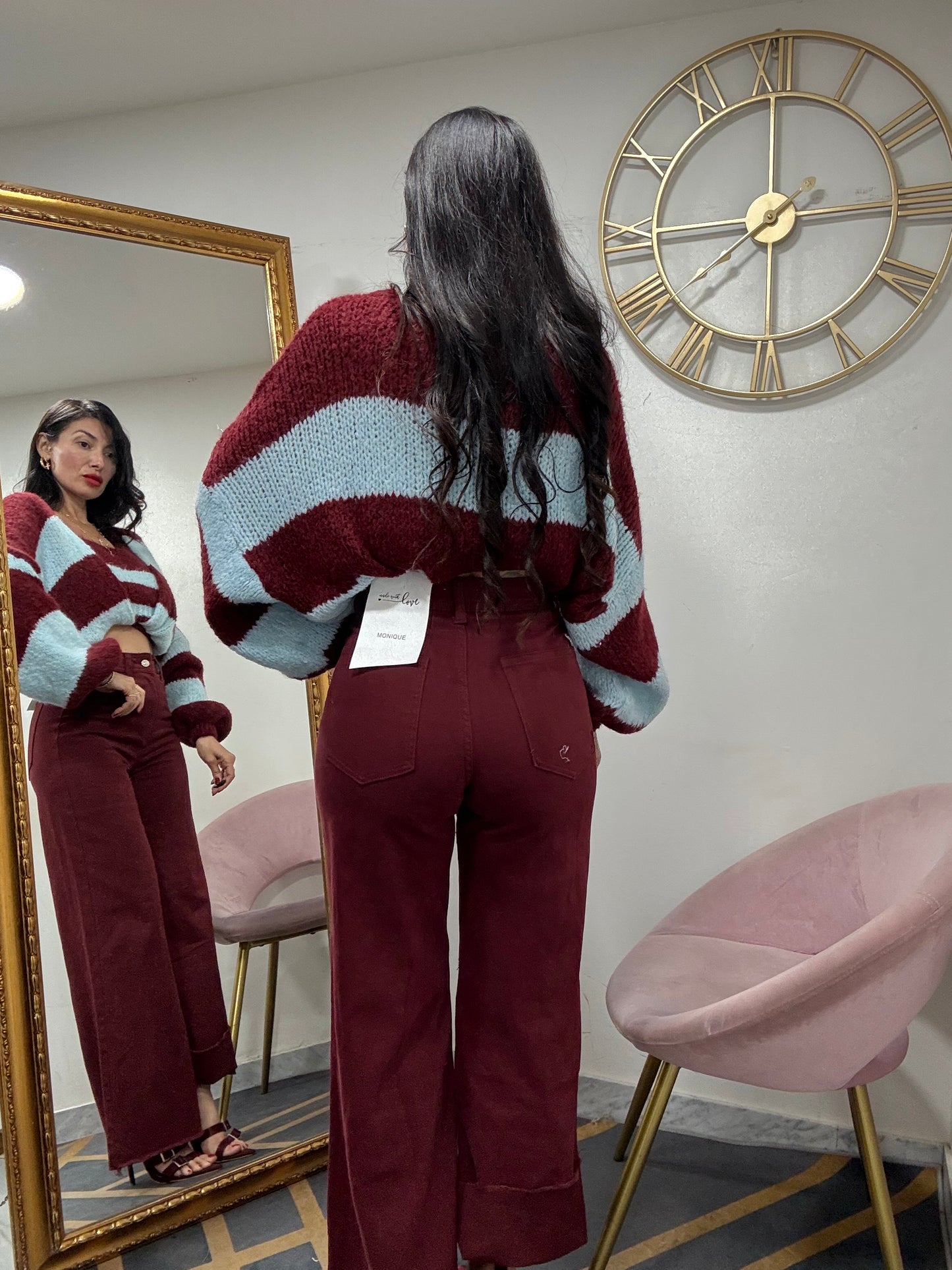 Jeans palazzo bordeaux 250