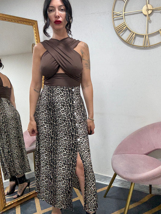 Gonna bottoni animalier 56#