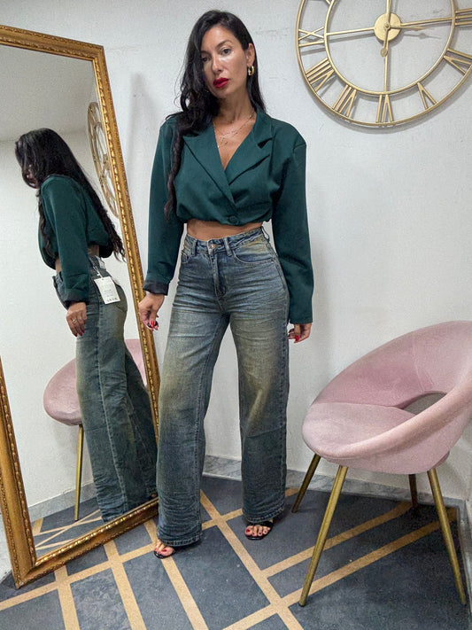 Jeans palazzo sabbiato marrone 226
