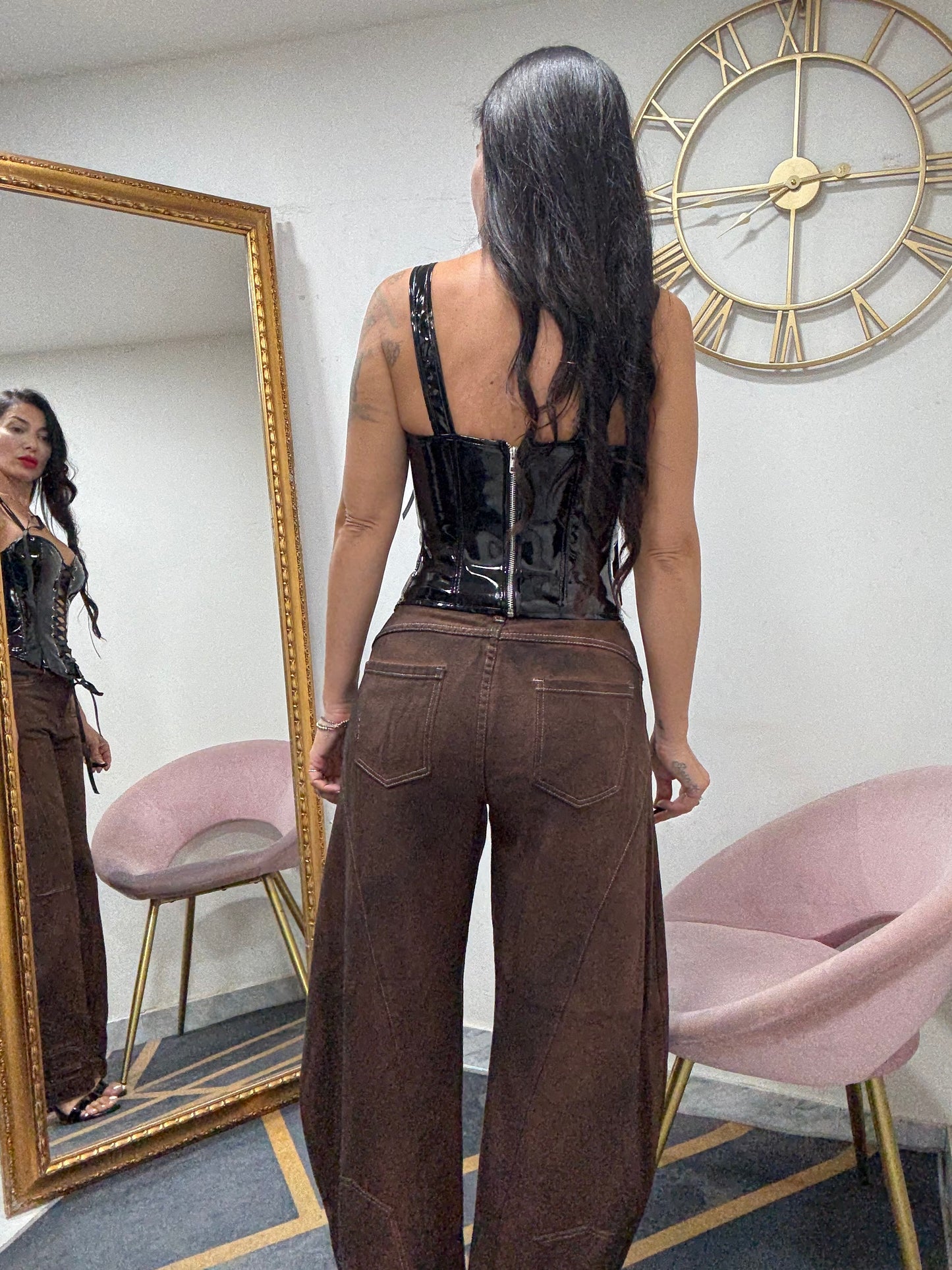 Jeans revers  marrone 523