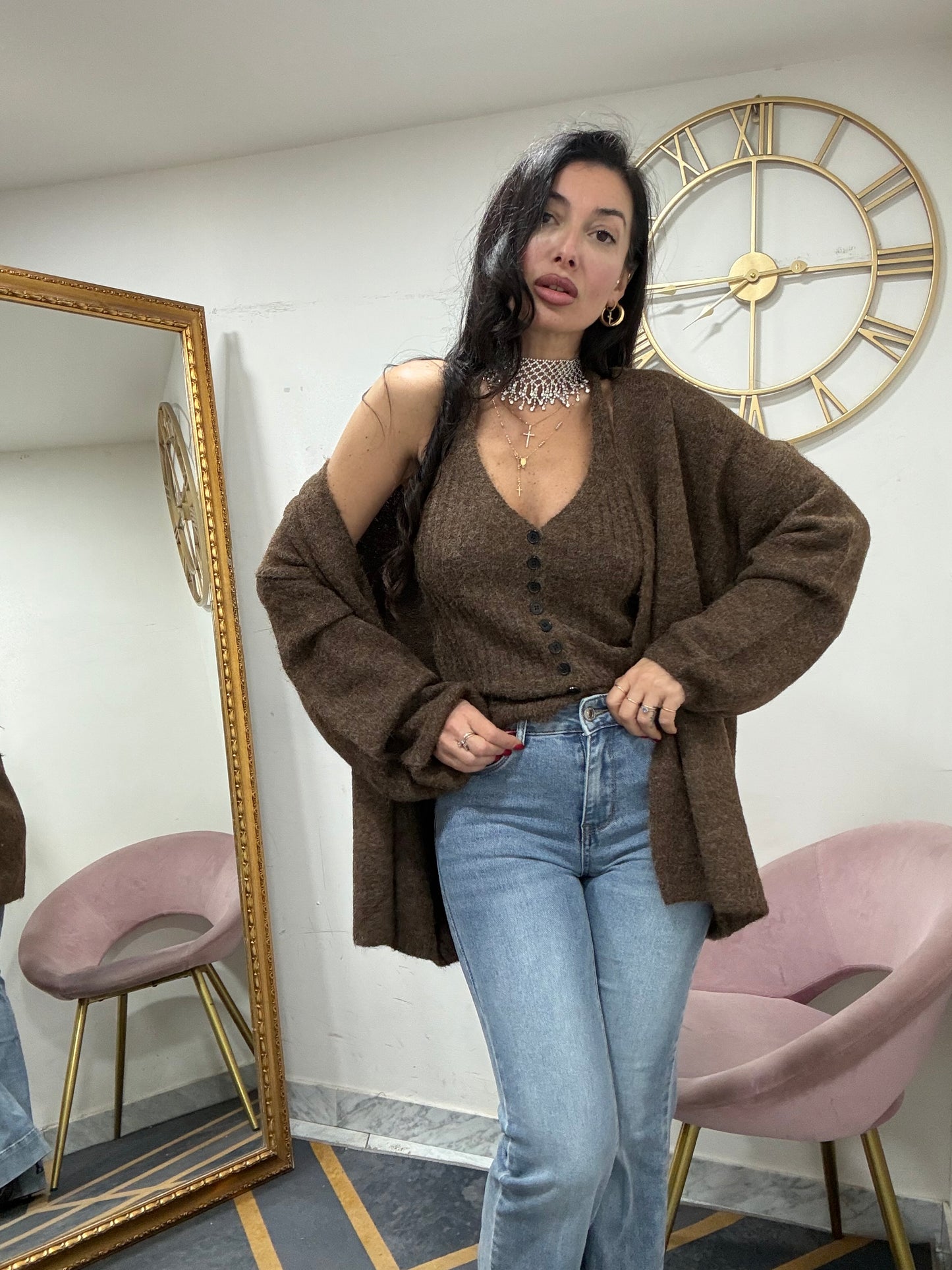 Twins set lana top bottoncini 019