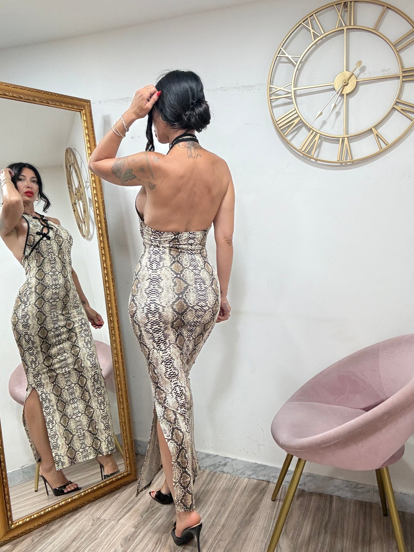 Dress pitonato mod  alamari 3656