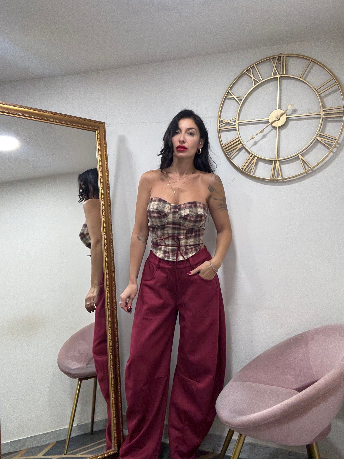 Corpetto quadri bustier 838