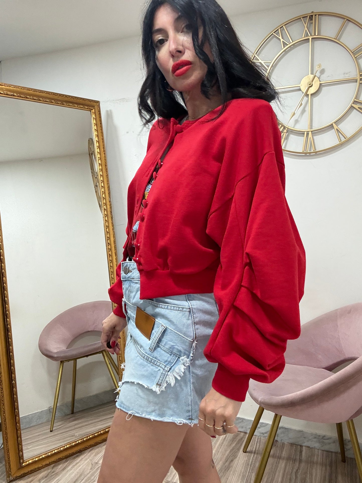 Felpa crop bottoncini 9988